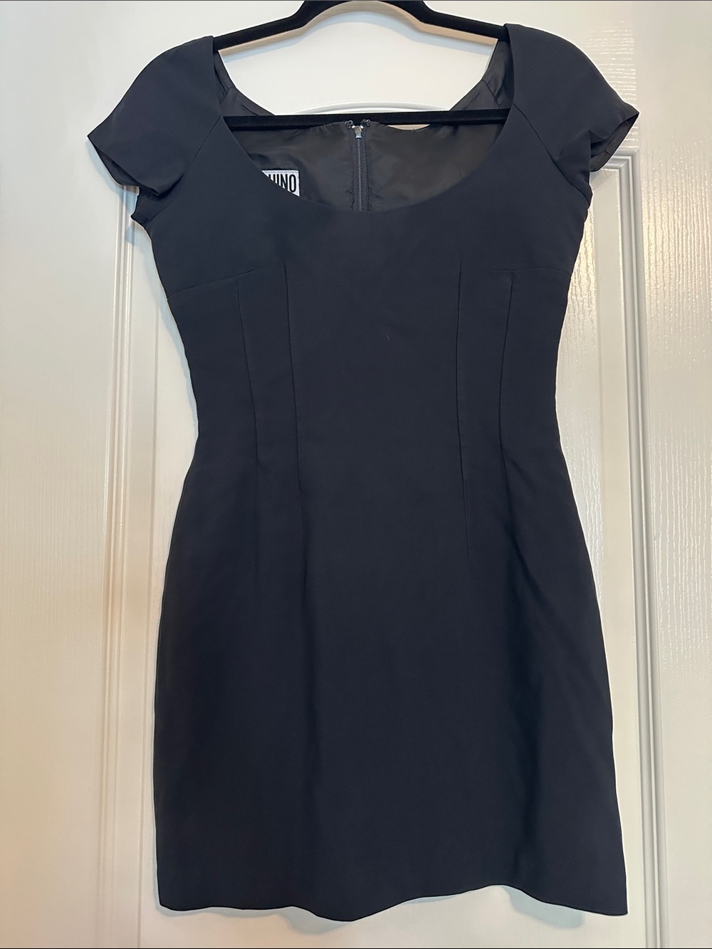 Moschino Black Cap-Sleeve Mini Dress